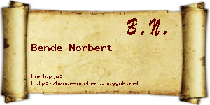 Bende Norbert névjegykártya